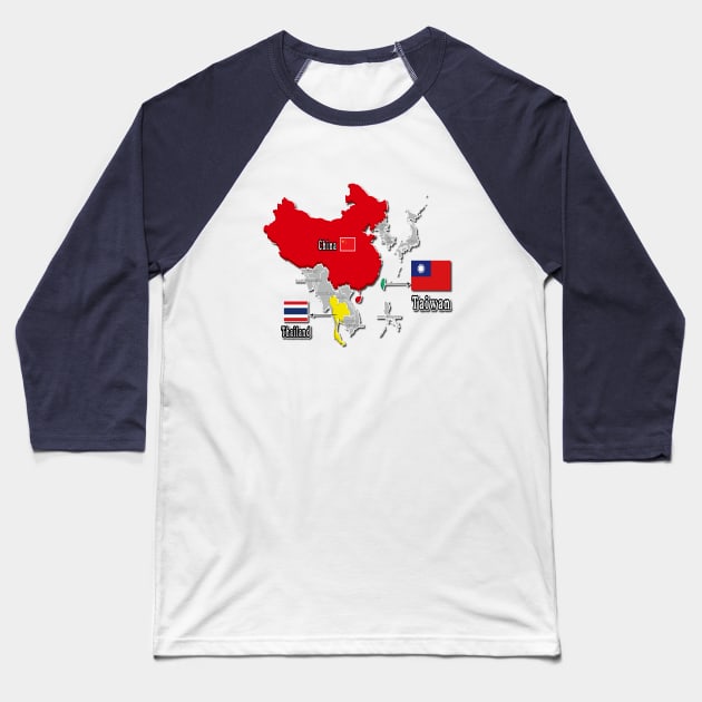 where is taiwan world map | taiwan location map_not Thailand and China_grey Baseball T-Shirt by jessie848v_tw